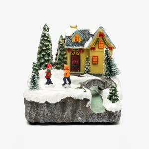 House Scenery Blue Roof Christmas Decorative Object - 3