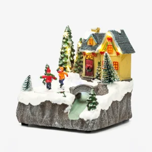 House Scenery Blue Roof Christmas Decorative Object - 2