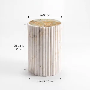 Bamboo Onyx Fluted Marble Round Side Table - 4