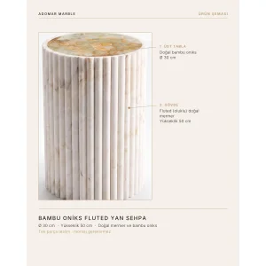 Bamboo Onyx Fluted Marble Round Side Table - 5