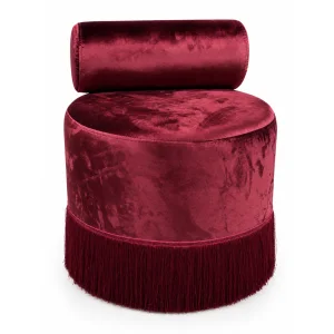 Süslü Bordo Puf - 1