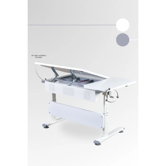 Vega Basic Eğim ve Yükseklik Ayarlı Gri Çalışma Masası - 7
