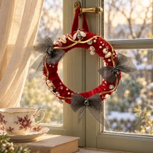 Red Velvet Christmas Sparkle Bee Wreath - 5