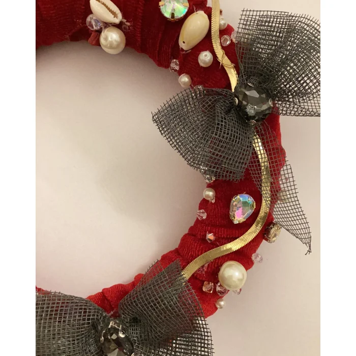 Red Velvet Christmas Sparkle Bee Wreath - 8