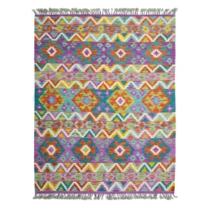 Geometrical Hand-woven Wool Afghan Kilim - 1