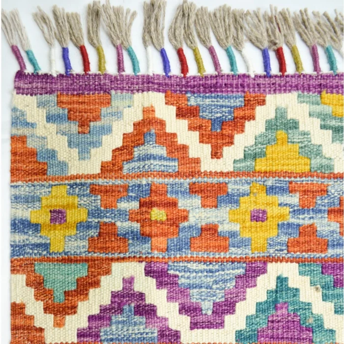 Geometrical Hand-woven Wool Afghan Kilim - 2