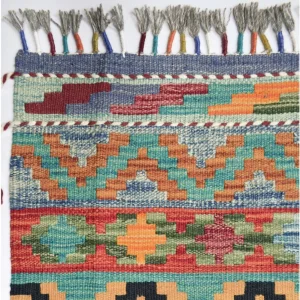 Hand-woven Geometric Wool Afghan Kilim - 2