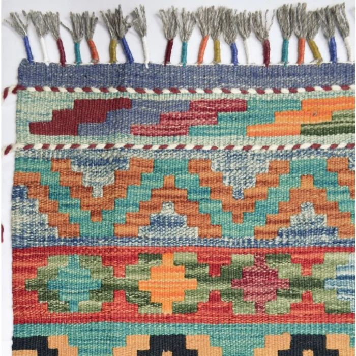 Hand-woven Geometric Wool Afghan Kilim - 2