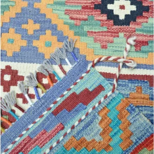 Hand-woven Geometric Wool Afghan Kilim - 3