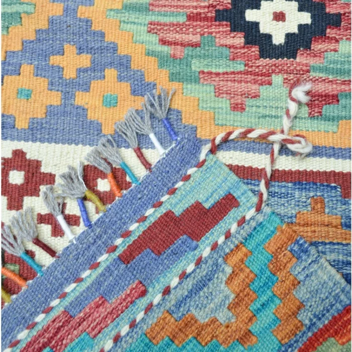 Hand-woven Geometric Wool Afghan Kilim - 3