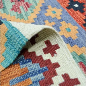 Hand-woven Geometric Wool Afghan Kilim - 4