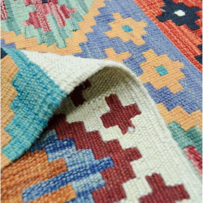 Hand-woven Geometric Wool Afghan Kilim - 4