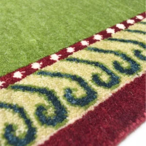 Tribal Striped Hand-Knotted Sivas Shal Green Wool Rug - 5