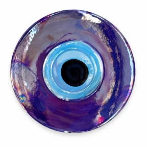 Evil Eye Patterned Iridescent Ceramic Plate - 1