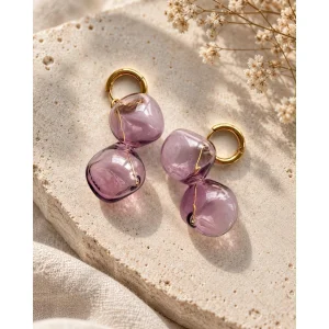 Handmade Glass Helen Purple Earrings