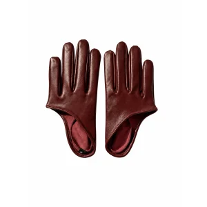 Audrey Cut-Out Burgundy Leather Gloves