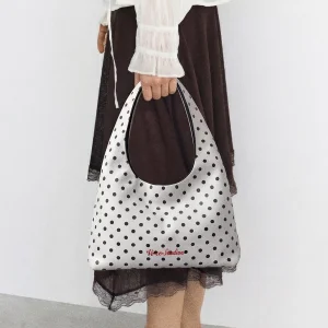 White Polka Dot Vegan Leather Shoulder Bag - 2