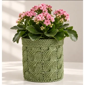 Green Macrame Knitted Planter