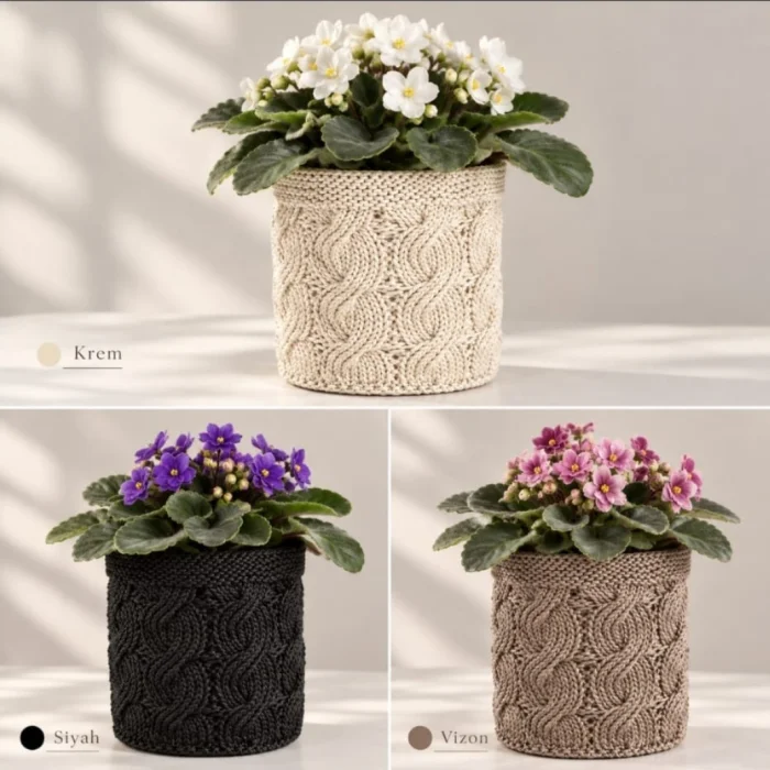 Green Macrame Knitted Planter - 2