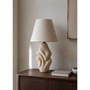 Textured Cream Ceramic Table Lamp - 2