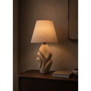 Textured Cream Ceramic Table Lamp - 3