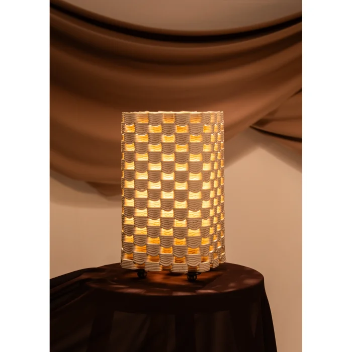 Keruna Beige Ceramic Square Table Lamp - 5