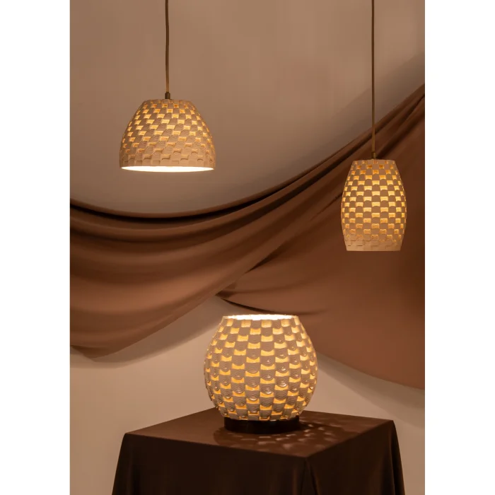 Keruna Beige Ceramic Round Table Lamp - 9