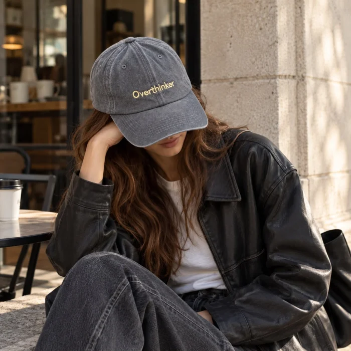 Overthinker Gri Eskitme Unisex Şapka - 3