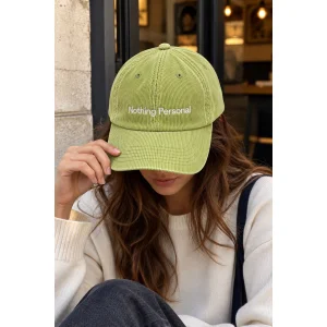 Nothing Personal Yeşil Fitilli Kadife Unisex Şapka - 3