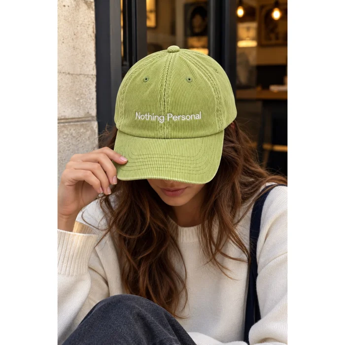 Nothing Personal Yeşil Fitilli Kadife Unisex Şapka - 3