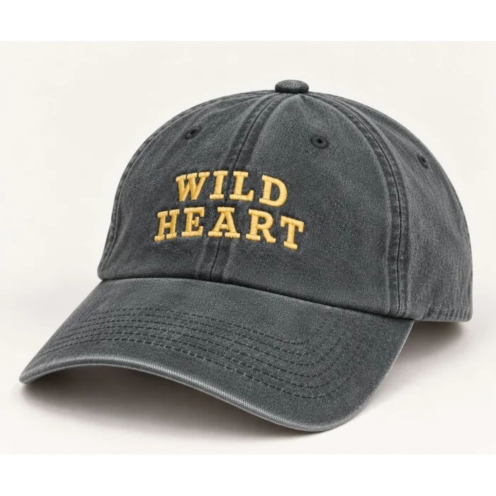 Wild Heart Nakışlı Antrasit Eskitme Şapka - 2