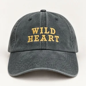 Wild Heart Nakışlı Antrasit Eskitme Şapka - 1