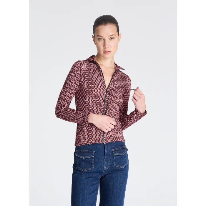 Zippered Turtleneck Top - 2