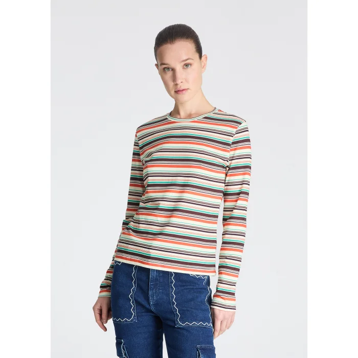 Striped Long Sleeve Crew Neck T-shirt - 2