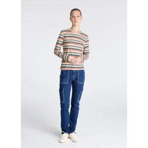 Striped Long Sleeve Crew Neck T-shirt - 1