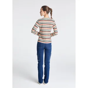 Striped Long Sleeve Crew Neck T-shirt - 3