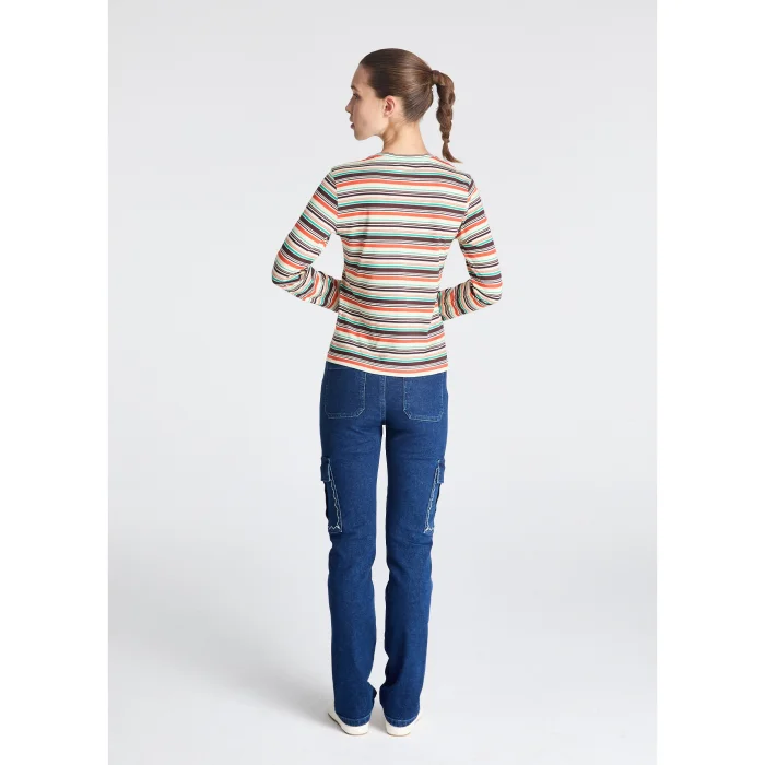 Striped Long Sleeve Crew Neck T-shirt - 3
