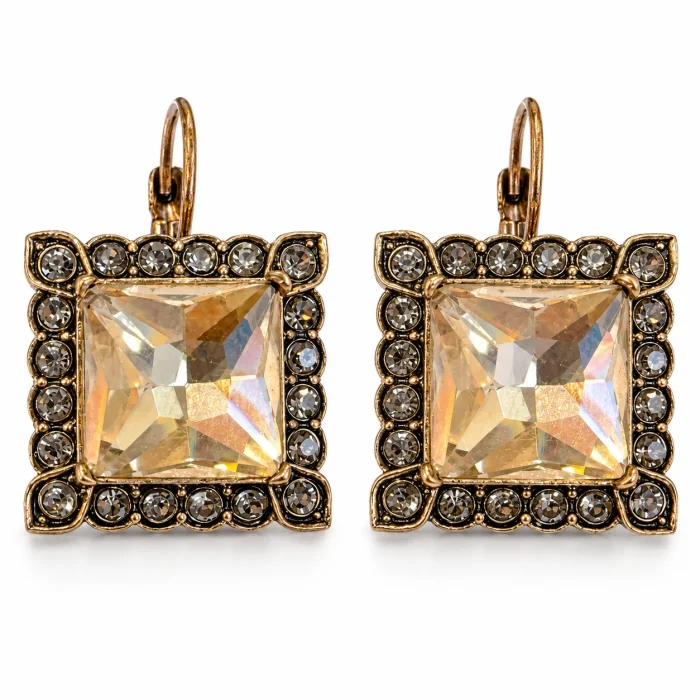 Yellow Vintage Square Earrings - 1
