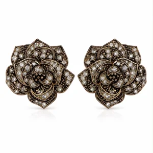 Rose Swarovski Bronze Earrings - 1