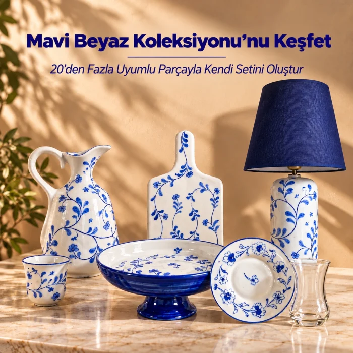 El Yapımı Mavi Beyaz 6'lı Mezelik Kase Seti - 8