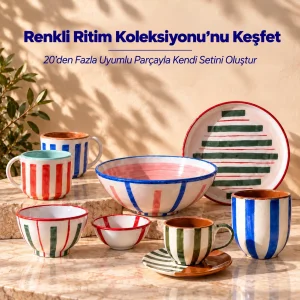 Renkli Ritim Mavi-Yeşil Sunum Kasesi - 8